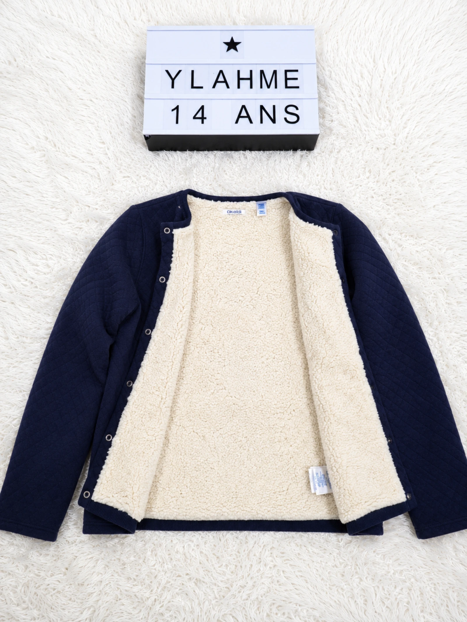 Jaqueta acolchoada forrada de sherpa Okaïdi 14 anos azul marinho 👒 – photo 6